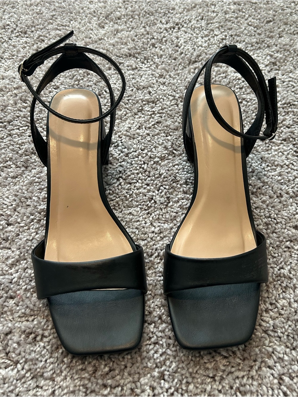 Black Ankle-Strap Women’s Block Heel Sandals
